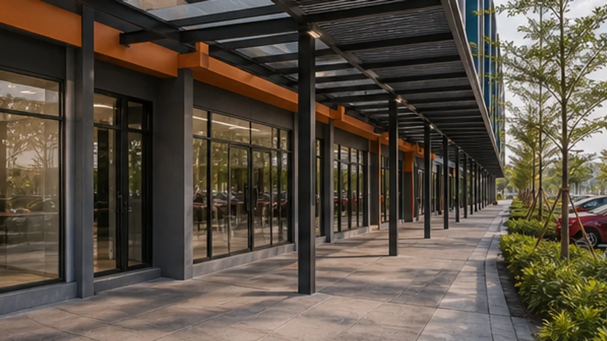 Cemerlang Business Park @ Banting: Covered walkway and shopfront detail