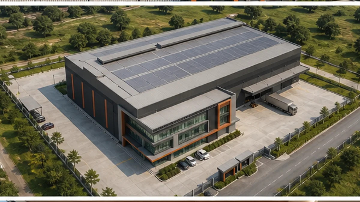 Industrial One @ ETP KIIP: Aerial view of factory roof and service areas