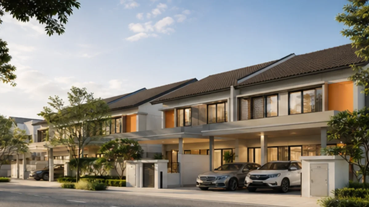 Intan Residences @ Jenjarom: Terrace homes viewed from the residential street