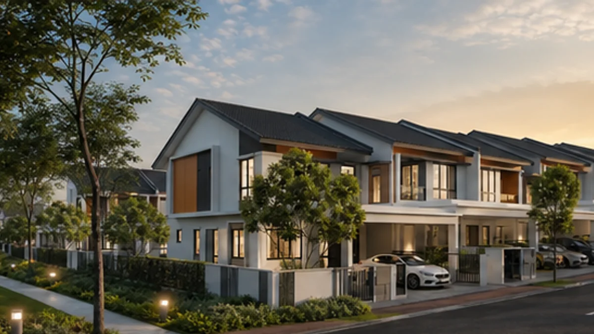 Norton Residences @ Jenjarom: Terrace row beside the landscaped green