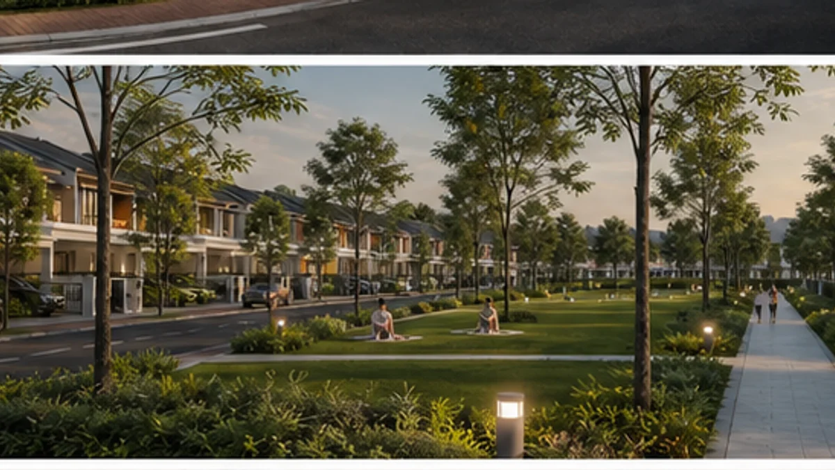 Norton Residences @ Jenjarom: Internal street and community green