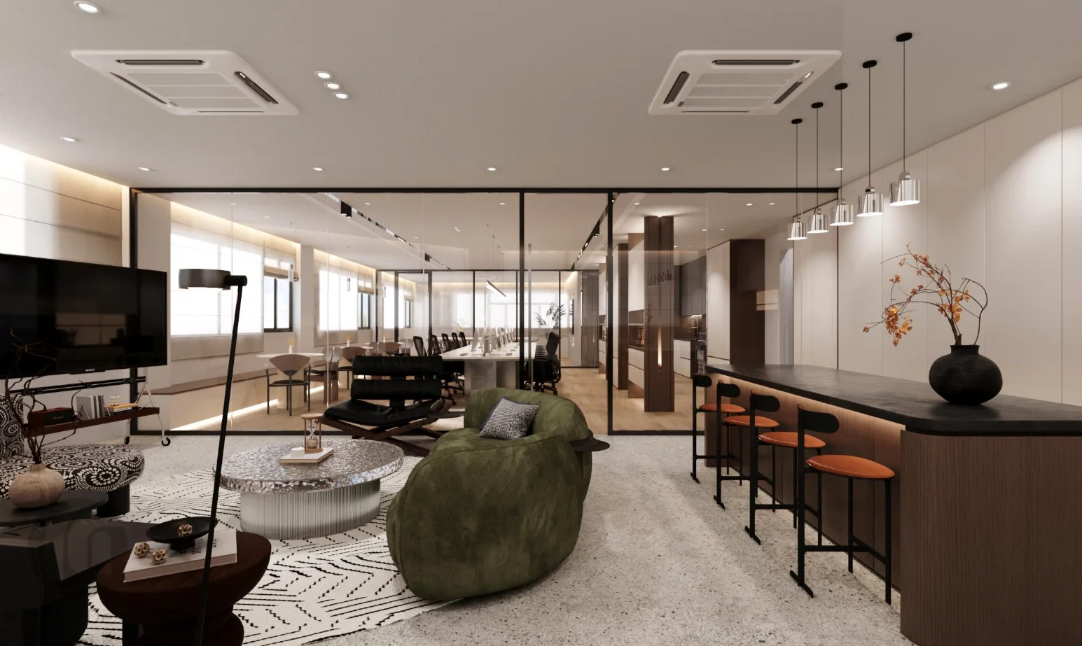 Modern collaborative office interior representing Vencos culture and working life in Malaysia